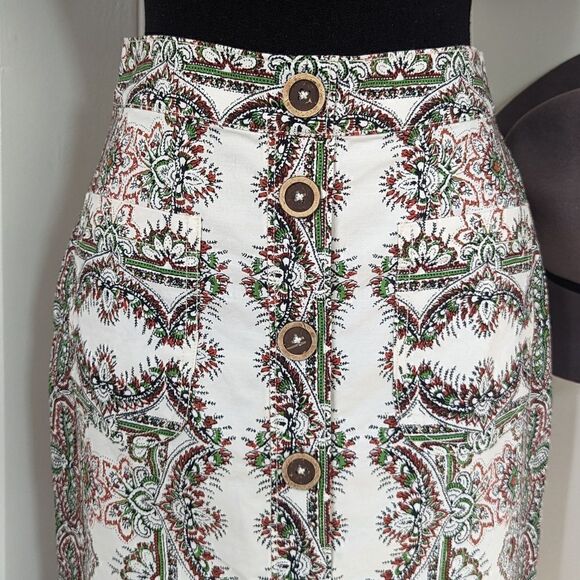 Maeve Anthropologie Button Preppy Academia Coastal Classic Skirt 0  - Picture 4 of 13